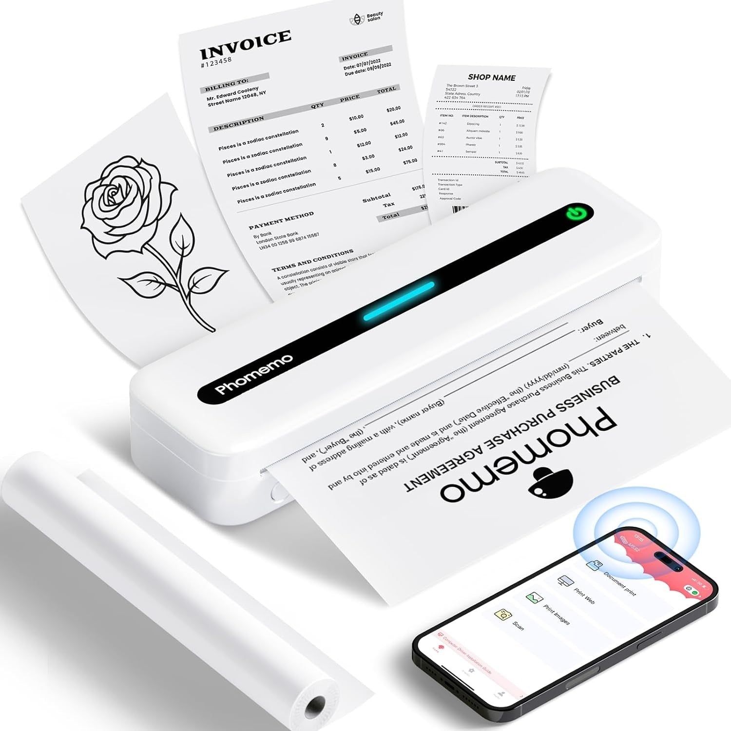 M835 Thermal A4 Mini Office Portable Bluetooth Inkless Printer